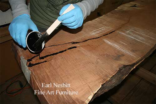 pouring epoxy in cracks